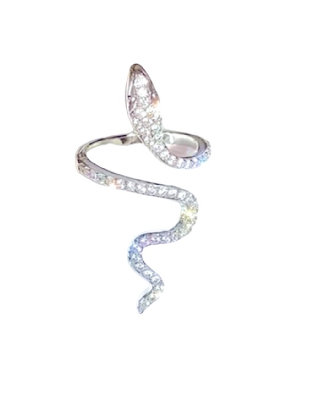 Silver Crystal Snake Ring 1.41” Wrap Around Serpent Statement Ring NWT - Picture 2 of 4